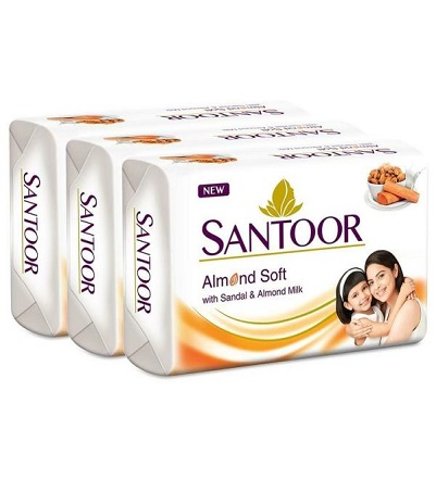 Santoor Almond Soft & Sandal Soap 150 g (Pack of 3)