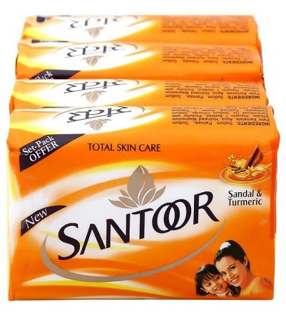 Santoor Sandal & Turmeric Soap 125 g (Pack of 4)